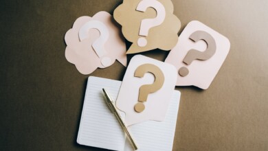question marks on craft paper