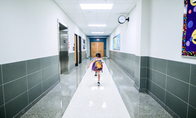 boy running in the hallway