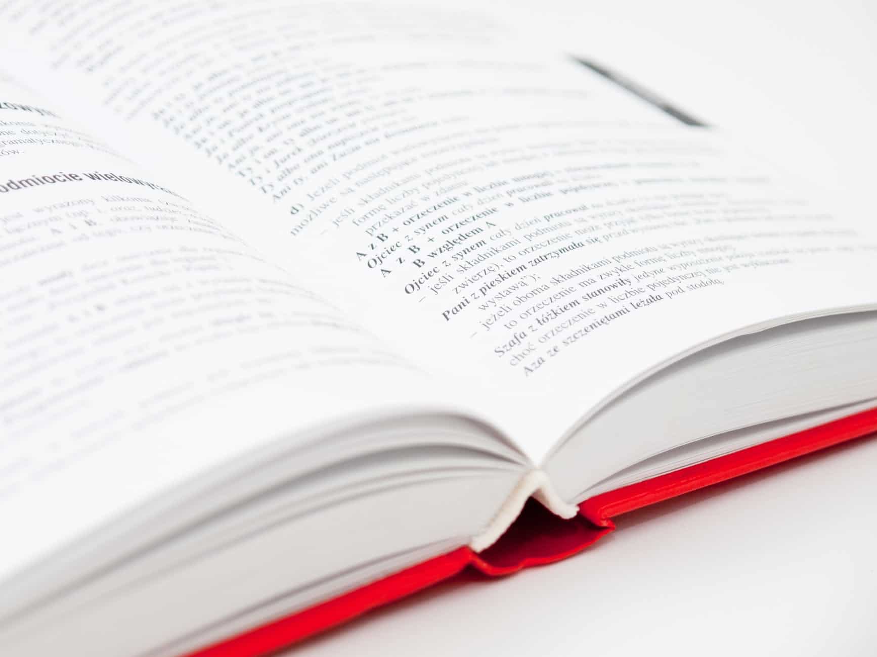 close up of open book
