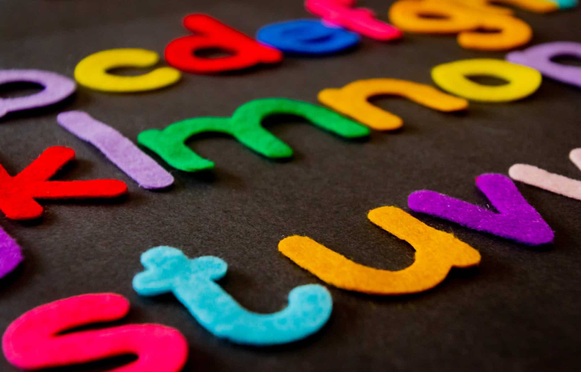 closeup photo of assorted color alphabets