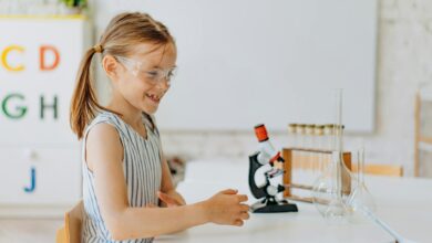 a girl in a science class