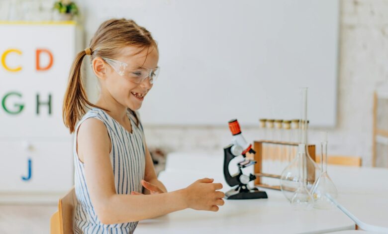 a girl in a science class
