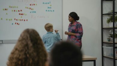 a student standing in front of a class
