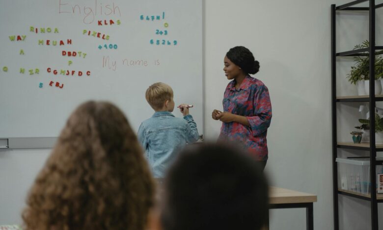 a student standing in front of a class