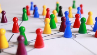 close up photography of yellow green red and brown plastic cones on white lined surface