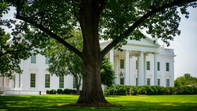 historic white house facade in summer