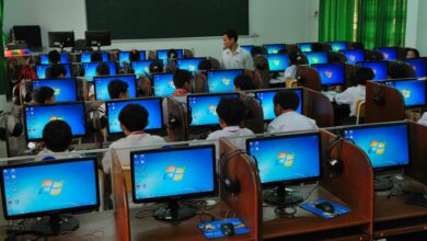 computer classroom with focused students