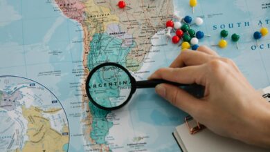 magnifying glass on a map