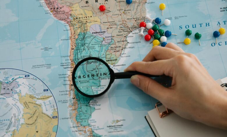 magnifying glass on a map