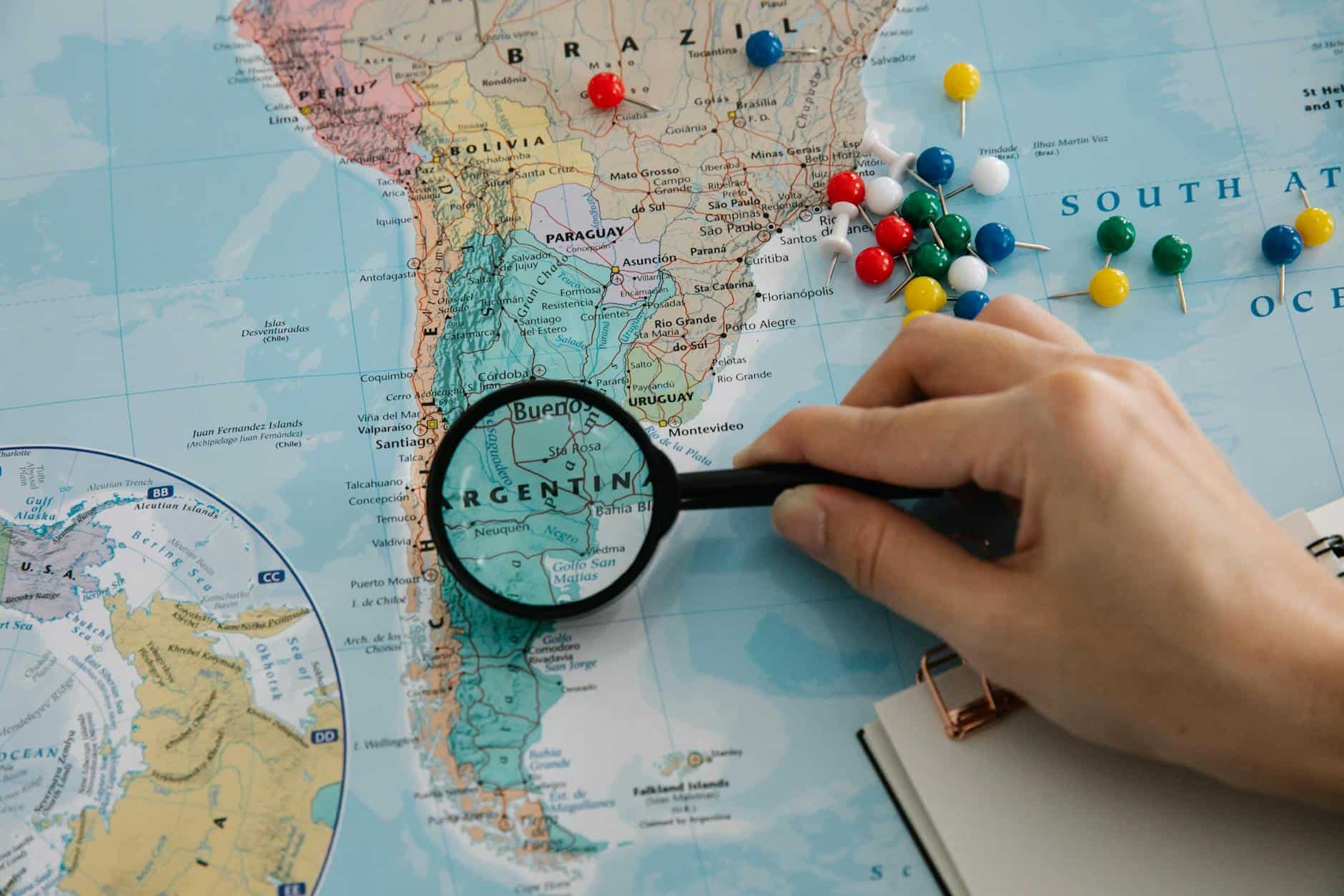 magnifying glass on a map