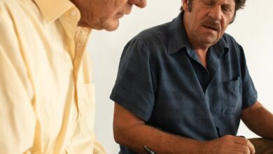 elderly men at adult education