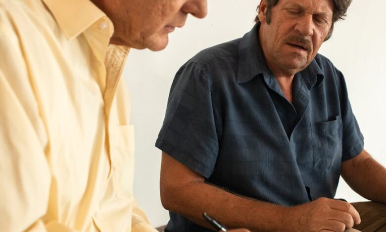 elderly men at adult education