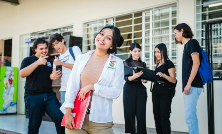 group of students at university campus in mexico