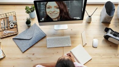 girl watching through imac