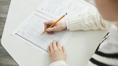 a person taking an exam