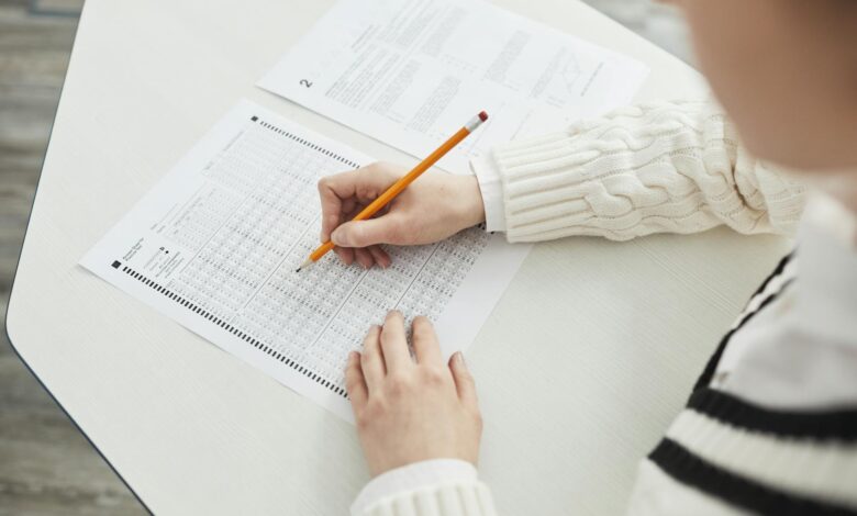 a person taking an exam