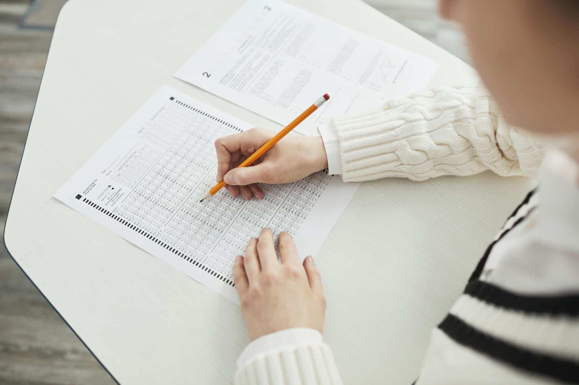 a person taking an exam