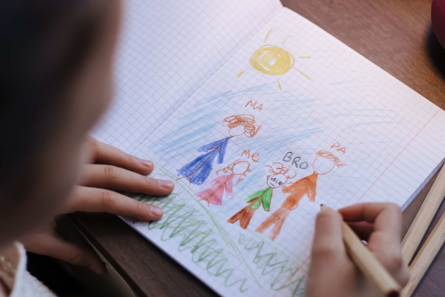 child drawing family