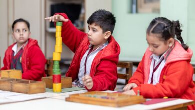 young students engaging in montessori activity
