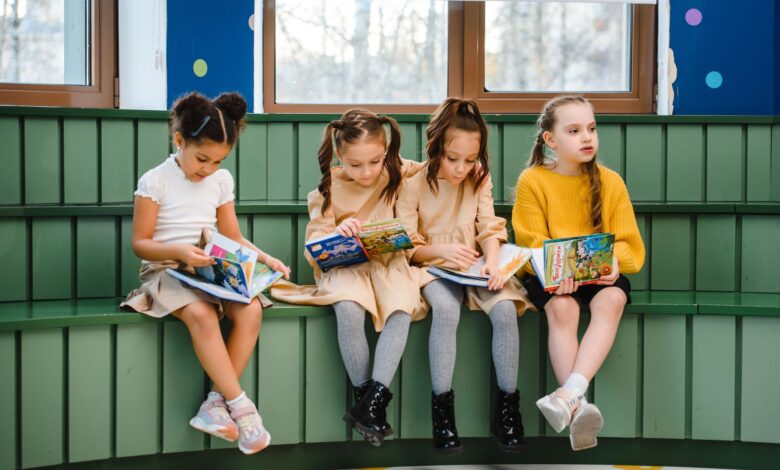 children sitting in the classroom