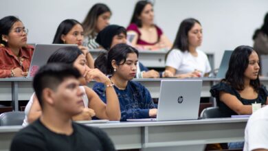 university students attending a lecture in piura