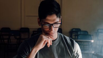 thoughtful student in classroom setting