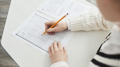a person taking an exam
