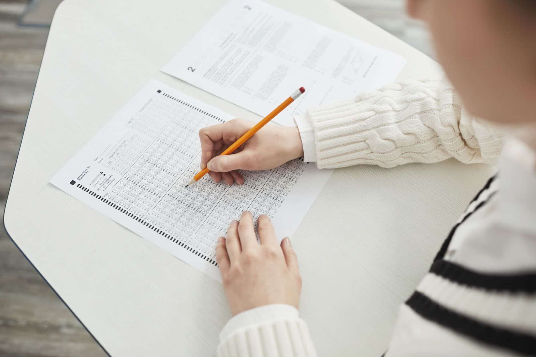 a person taking an exam